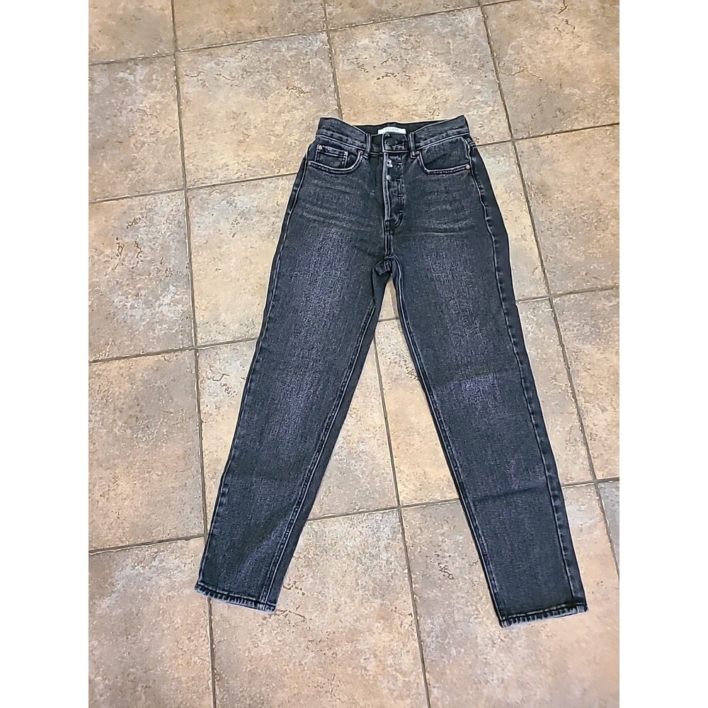 Pacsun Wms Denim Ultra High Rise Slim Button Fly Tapered Jeans Acid Black Sz. 24